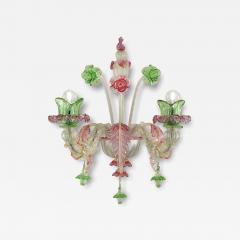 Romantic Floreal C Rezzonico Murano Glass Wall Sconce With Silver Leaf - 4351976