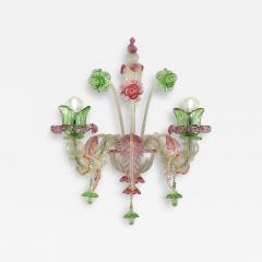 Romantic Floreal C Rezzonico Murano Glass Wall Sconce With Silver Leaf - 4603105