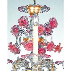 Romantic Transparent and Pink Floreal C Rezzonico Chandelier in Murano Glass - 4592351