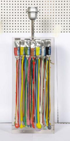 Romeo Paris 1970s incredible lucite with painting tubes table lamp - 730181