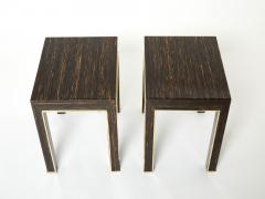 Romeo Paris Pair of Romeo Paris palm wood and brass end tables 1970s - 2714162