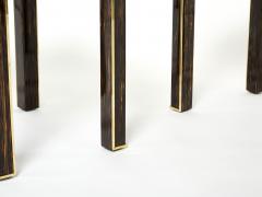 Romeo Paris Pair of Romeo Paris palm wood and brass end tables 1970s - 2714165