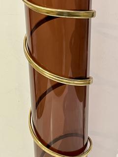 Romeo Rega 1970s Italian Organic Brass Snake Swirls Brown Lucite Tall Vase - 3147667