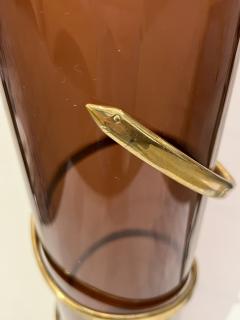 Romeo Rega 1970s Italian Organic Brass Snake Swirls Brown Lucite Tall Vase - 3147668