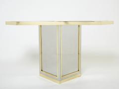 Romeo Rega Brass chrome steel mirrored console table by Romeo Rega 1970s - 2321957