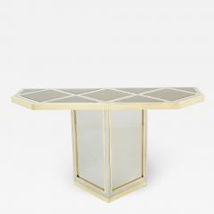 Romeo Rega Brass chrome steel mirrored console table by Romeo Rega 1970s - 2326224