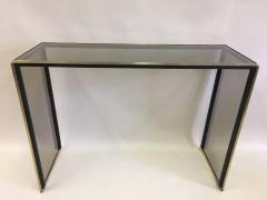 Romeo Rega Italian Midcentury Brass Nickel and Glass Console or Writing Table Romeo Rega - 1759377