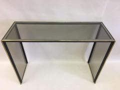 Romeo Rega Italian Midcentury Brass Nickel and Glass Console or Writing Table Romeo Rega - 1759378