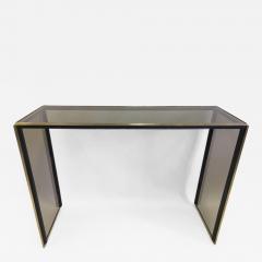 Romeo Rega Italian Midcentury Brass Nickel and Glass Console or Writing Table Romeo Rega - 1762259
