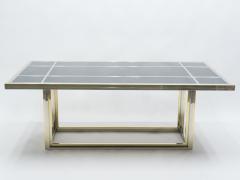 Romeo Rega Large brass chrome black glass dining table Romeo Rega 1970s - 1331499