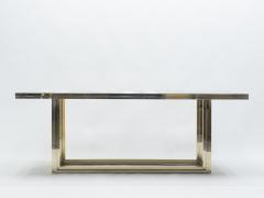 Romeo Rega Large brass chrome black glass dining table Romeo Rega 1970s - 1331507