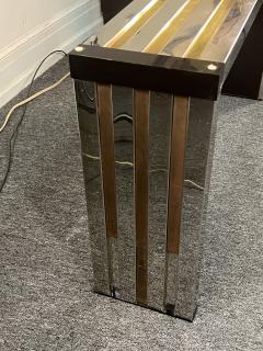 Romeo Rega MODERNIST CHROME BRASS BLACK LUCITE CONSOLE WITH SMOKY GLASS TOP BY ROMEO REGA - 3735851