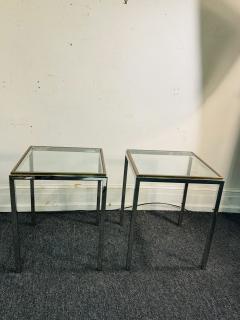 Romeo Rega MODERNIST CHROME BRASS FRAMED BEVELED GLASS TOP TABLES BY ROMEO REGA - 4297517