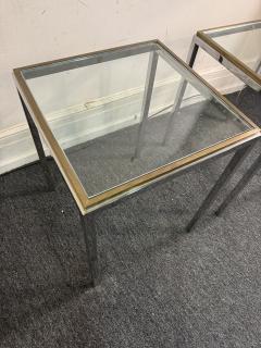 Romeo Rega MODERNIST CHROME BRASS FRAMED BEVELED GLASS TOP TABLES BY ROMEO REGA - 4297519