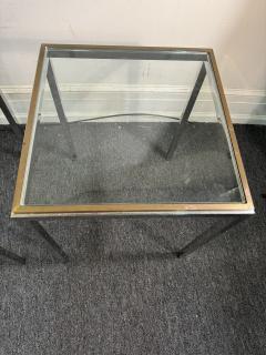Romeo Rega MODERNIST CHROME BRASS FRAMED BEVELED GLASS TOP TABLES BY ROMEO REGA - 4297520
