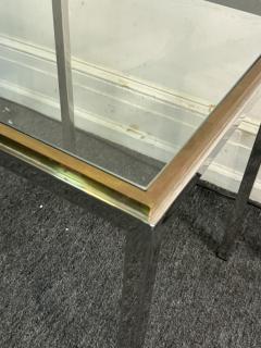 Romeo Rega MODERNIST CHROME BRASS FRAMED BEVELED GLASS TOP TABLES BY ROMEO REGA - 4297523