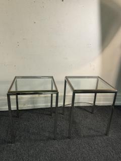 Romeo Rega MODERNIST CHROME BRASS FRAMED BEVELED GLASS TOP TABLES BY ROMEO REGA - 4297525