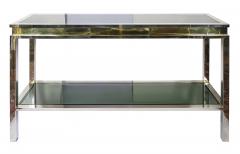 Romeo Rega Mid Century Italian Console Table with Drawers in Brass Chrome Glass 1970s - 3450219