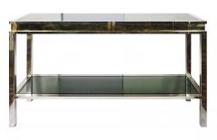 Romeo Rega Mid Century Italian Console Table with Drawers in Brass Chrome Glass 1970s - 3450223