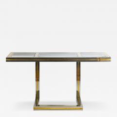 Romeo Rega Midcentury Italian Brass Chrome and Glass top Console Table by Romeo Rega - 3051146