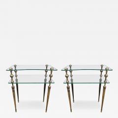 Romeo Rega Pair Of Italian Modern Brass And Glass Tables - 4440188