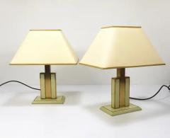 Romeo Rega Pair Romeo Rega Ivory Gold Midcentury Brass Table Side Lamps Italy 1970s - 4064947