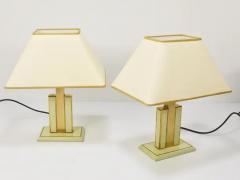 Romeo Rega Pair Romeo Rega Ivory Gold Midcentury Brass Table Side Lamps Italy 1970s - 4064948