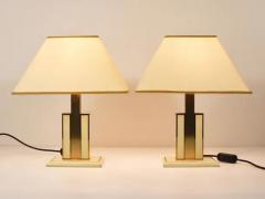 Romeo Rega Pair Romeo Rega Ivory Gold Midcentury Brass Table Side Lamps Italy 1970s - 4064978