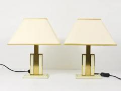 Romeo Rega Pair Romeo Rega Ivory Gold Midcentury Brass Table Side Lamps Italy 1970s - 4064980