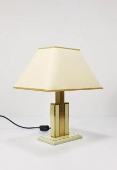 Romeo Rega Pair Romeo Rega Ivory Gold Midcentury Brass Table Side Lamps Italy 1970s - 4064993