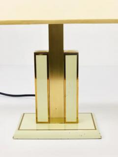 Romeo Rega Pair Romeo Rega Ivory Gold Midcentury Brass Table Side Lamps Italy 1970s - 4064996