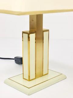 Romeo Rega Pair Romeo Rega Ivory Gold Midcentury Brass Table Side Lamps Italy 1970s - 4065009