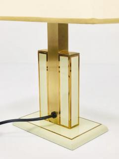 Romeo Rega Pair Romeo Rega Ivory Gold Midcentury Brass Table Side Lamps Italy 1970s - 4065013