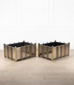 Romeo Rega Pair of 1970s Italian Zevi Chrome and Brass Planters - 4083964