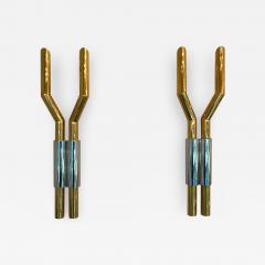 Romeo Rega Pair of Brass Chrome Sconces by Romeo Rega Italy 1970s - 583888