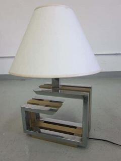 Romeo Rega Pair of Italian Mid Century Modern Nickel and Brass Table Lamps by Romeo Rega - 1660552
