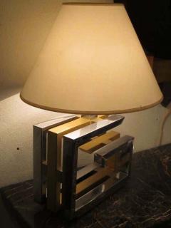 Romeo Rega Pair of Italian Mid Century Modern Nickel and Brass Table Lamps by Romeo Rega - 1660555