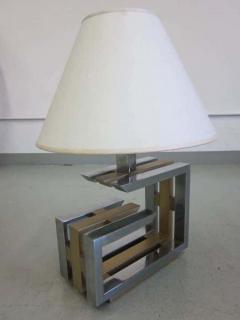 Romeo Rega Pair of Italian Mid Century Modern Nickel and Brass Table Lamps by Romeo Rega - 1660557
