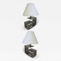 Romeo Rega Pair of Italian Mid Century Modern Nickel and Brass Table Lamps by Romeo Rega - 1662414