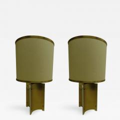 Romeo Rega Pair of Italian Midcentury Brass and Steel Table Lamps Attributed to Romeo Rega - 1772669