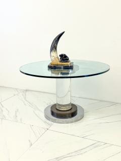 Romeo Rega Polished Stainless Bronze and Lucite Pedestal Table Romeo Rega 1970s - 4351323