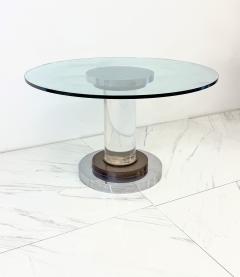 Romeo Rega Polished Stainless Bronze and Lucite Pedestal Table Romeo Rega 1970s - 4351324