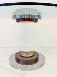 Romeo Rega Polished Stainless Bronze and Lucite Pedestal Table Romeo Rega 1970s - 4351325