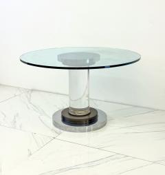 Romeo Rega Polished Stainless Bronze and Lucite Pedestal Table Romeo Rega 1970s - 4351326