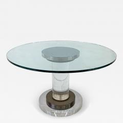 Romeo Rega Polished Stainless Bronze and Lucite Pedestal Table Romeo Rega 1970s - 4352279
