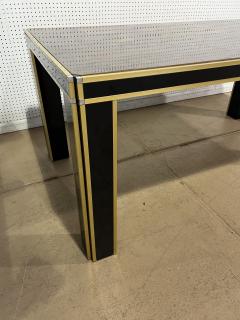 Romeo Rega ROMEO REGA PATCHWORK WOOD AND BLACK LUCITE AND BRASS FRAME DINING TABLE - 3320244