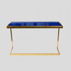 Romeo Rega ROMEO REGA STYLE BLUE GLASS TOP BRASS CONSOLE TABLE - 2553785