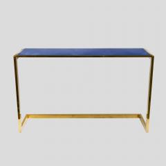 Romeo Rega ROMEO REGA STYLE BLUE GLASS TOP BRASS CONSOLE TABLE - 2553786