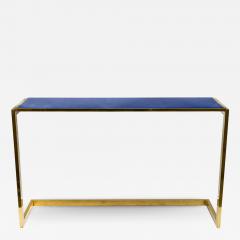 Romeo Rega ROMEO REGA STYLE BLUE GLASS TOP BRASS CONSOLE TABLE - 2557703