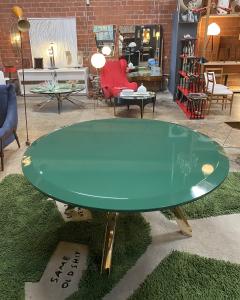 Romeo Rega Romeo Rega Attribute Brass Round Green Top Centre Table Italy 1970s - 1764607